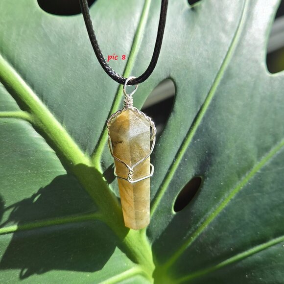 Labradorite Gemstone Wire Wrapped Point Pendant - Picture 5 of 5